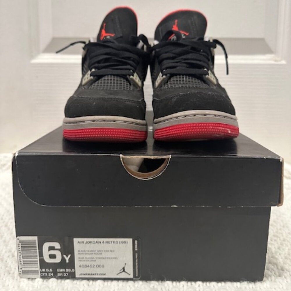 Air Jordan 4 Retro GS “Bred” – Size 6Y / Women’s 7.5 w/ Box – OG Colorway